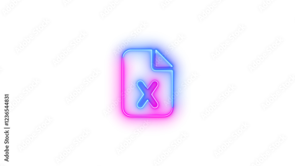 File excel icon glowing neon blue pink gradient color File excel icon glowing neon blue pink gradient color
