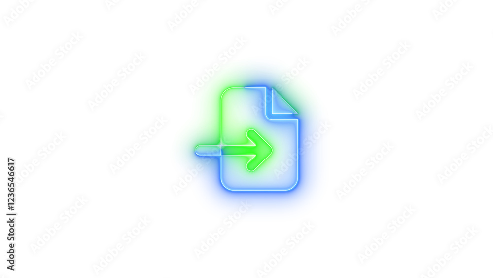 File import icon glowing neon blue green gradient color File import icon glowing neon blue green gradient color