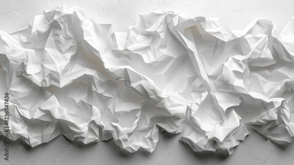 A white paper with a lot of wrinkles and creases A white paper with a lot of wrinkles and creases