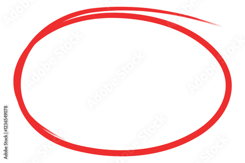 Hand drawn red paint brush highlight circle