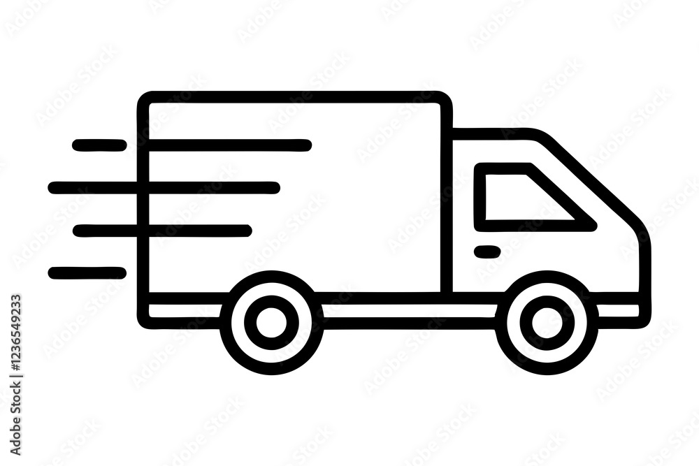 Fast Moving Shipping Delivery Truck - Line Art Vector Illustration Fast Moving Shipping Delivery Truck - Line Art Vector Illustration