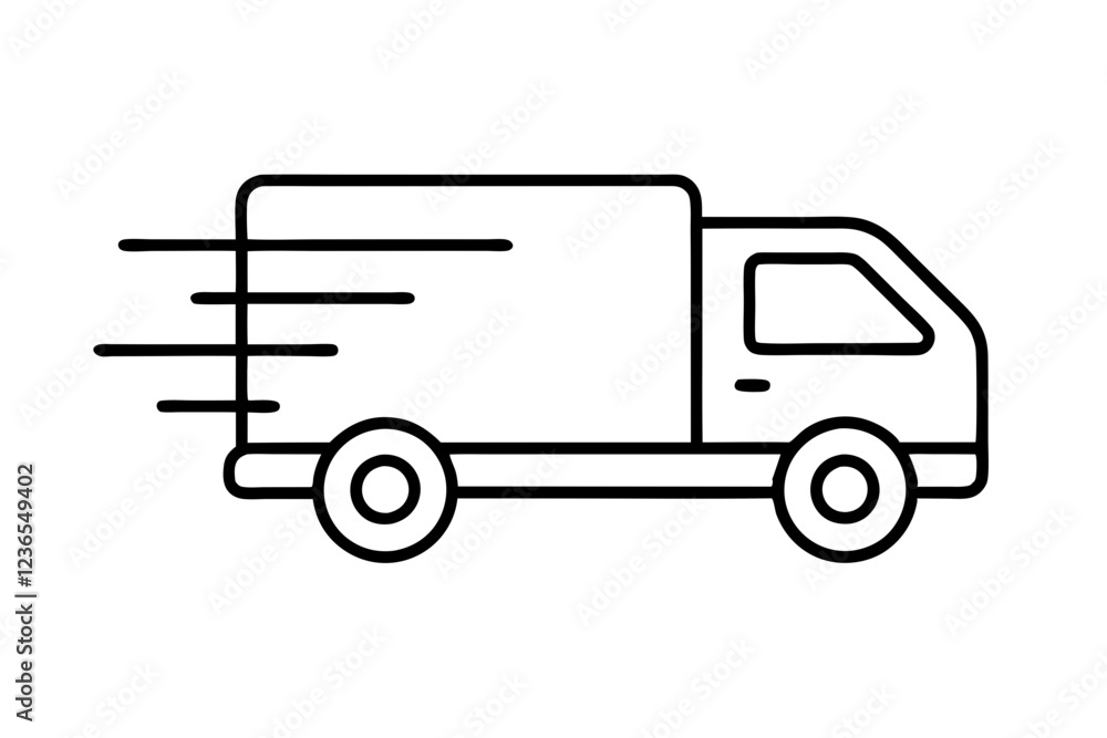 Fast Moving Shipping Delivery Truck - Line Art Vector Illustration Fast Moving Shipping Delivery Truck - Line Art Vector Illustration