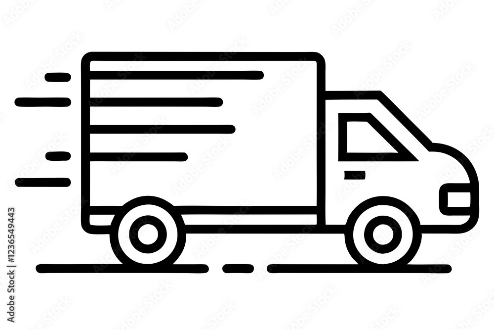 Fast Moving Shipping Delivery Truck - Line Art Vector Illustration Fast Moving Shipping Delivery Truck - Line Art Vector Illustration