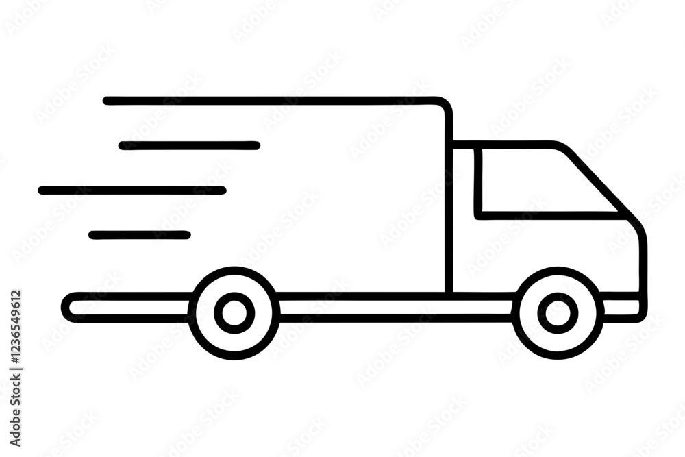 Fast Moving Shipping Delivery Truck - Line Art Vector Illustration Fast Moving Shipping Delivery Truck - Line Art Vector Illustration