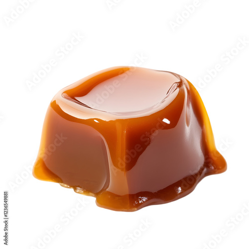 Delicious Caramel Candy  Sweet Treat  Golden Brown  Glossy  Melted  Sticky  Cube Shaped  D