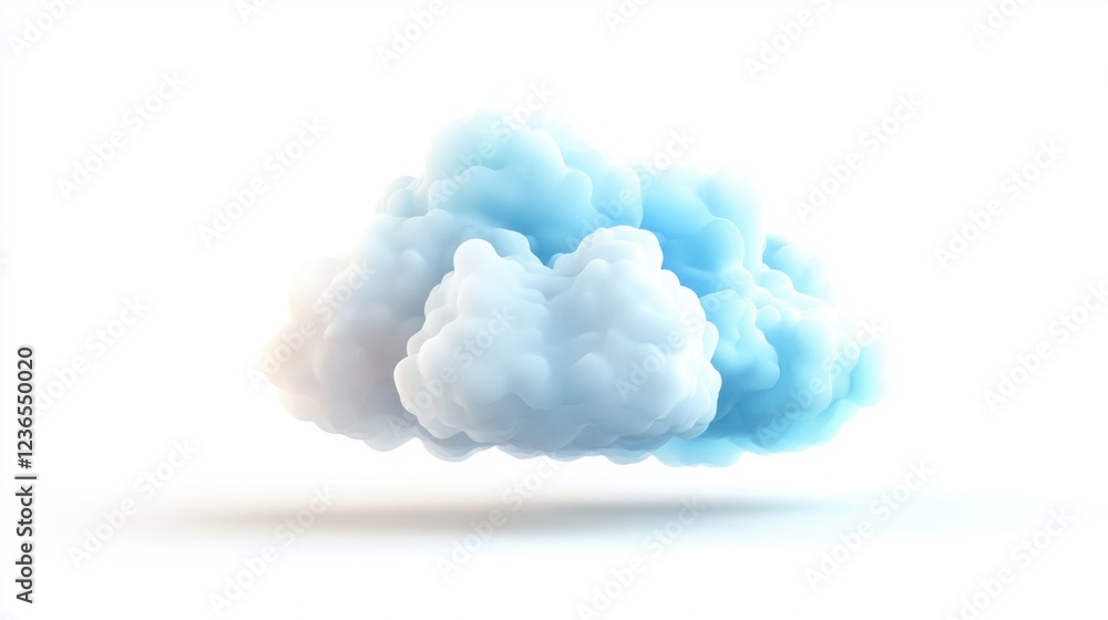 Abstract 3D Render of a Fluffy Cloud on White Background, Digital Art, Cloud Computing Concept Abstract 3D Render of a Fluffy Cloud on White Background, Digital Art, Cloud Computing Concept