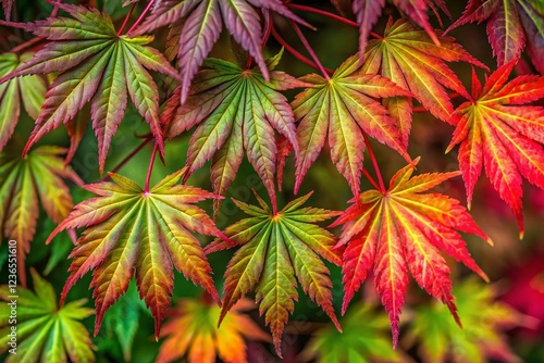 Vibrant Acer Serrulatum Leaves in Surreal Hues photo