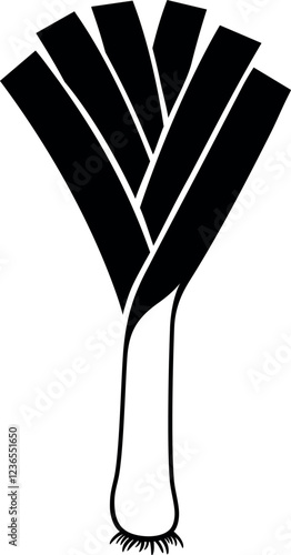 Leek logo.  Isolated leek on white background