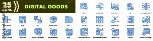 Digital Goods Icon Set Blue Black