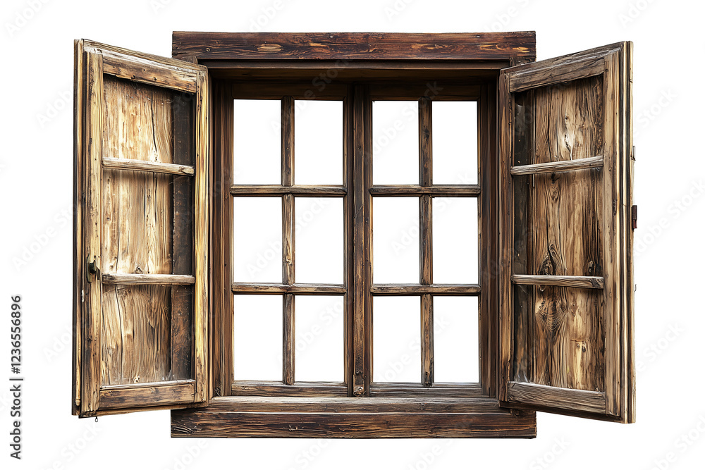 Obraz premium isolated old wooden window