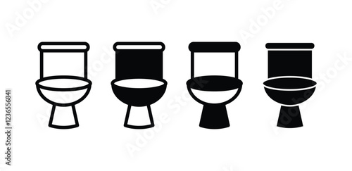 toilet seat icon vector design black white color simple flat outline and black filled illustration sets