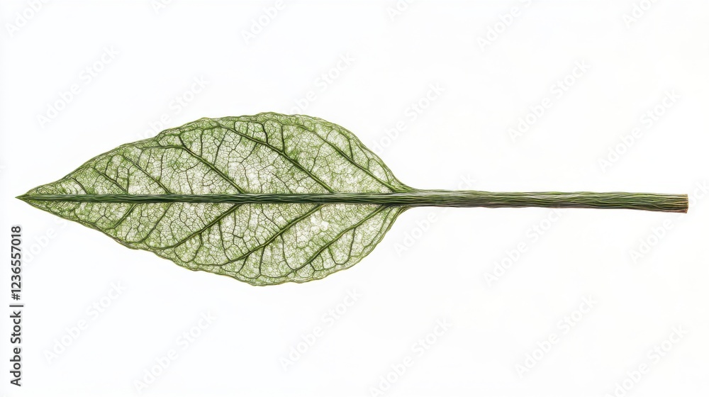 Fototapeta premium Intricate Skeleton of a Leaf: Delicate Vein Structure Displayed Against White Background Botanical Photography