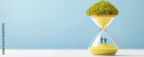 Hourglass with Grass Symbolizing Time and Growth