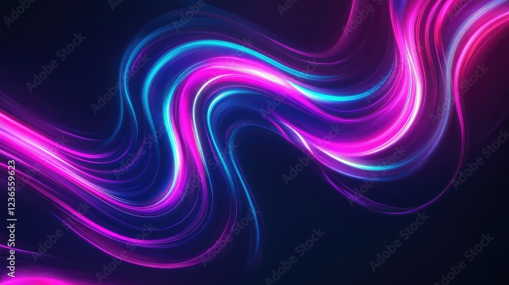 Abstract swirling neon light trails in a dark background Abstract swirling neon light trails in a dark background