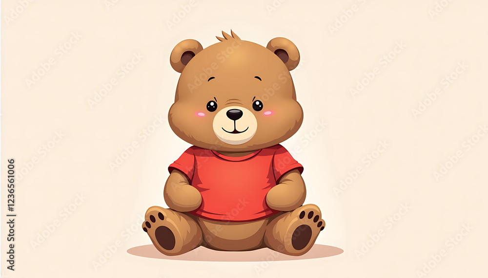Fototapeta premium Cartoon bear smiling while sitting against a light background