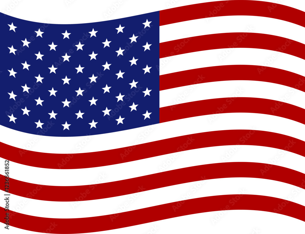 Fototapeta premium United States of America waving flag illustrator of national icon