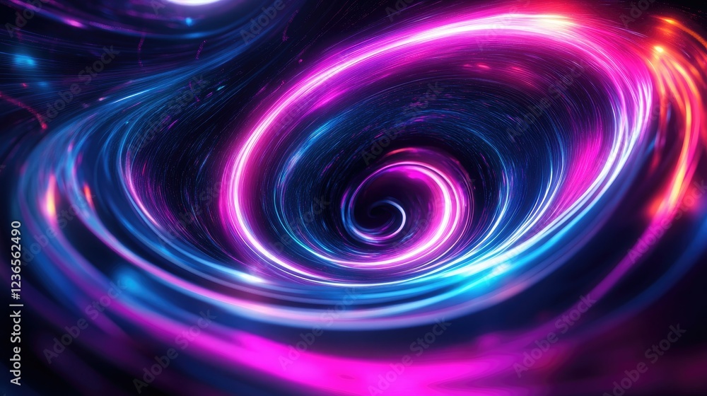 Abstract swirling neon light trails in a dark background Abstract swirling neon light trails in a dark background