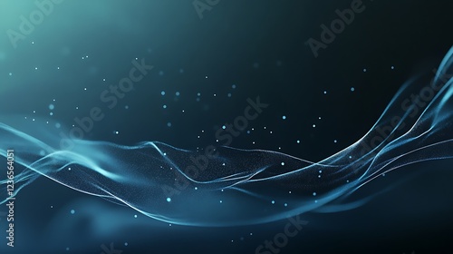 Abstract Teal Wave Particle Background Design