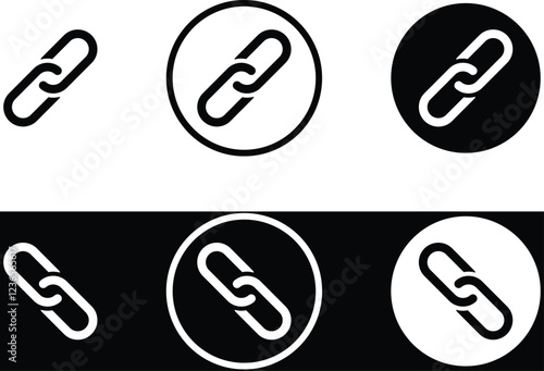 Chain solid icon. Link Icons in Different Variations.