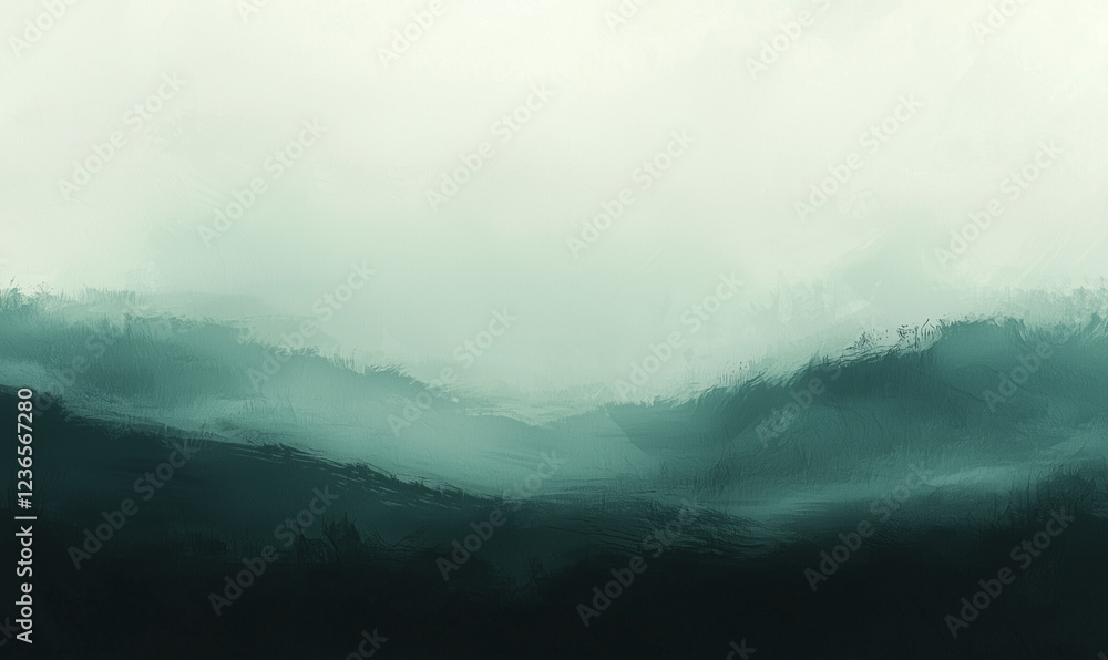 Misty mountain landscape nature digital art serene environment aerial view calmness and reflection Misty mountain landscape nature digital art serene environment aerial view calmness and reflection