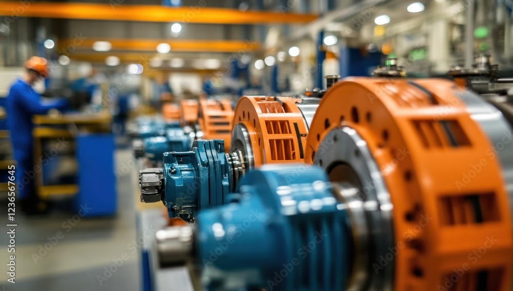 Fototapeta premium Industrial Machinery Production Line: A Glimpse into Manufacturing Precision