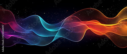 Beautiful abstract colorful flowing waves in space, ideal for an ultrawide 21:9 OLED display wallpaper with vibrant colors against a dark background.