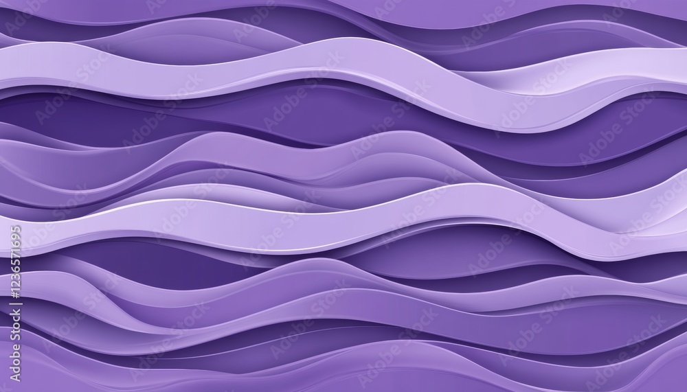 Fototapeta premium Elegant Lavender 3D Wave Texture, Minimalist Monochromatic Background for Design Projects