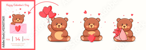 Valentine's Day Bear Poster and Three Bears for Main Image Replacement