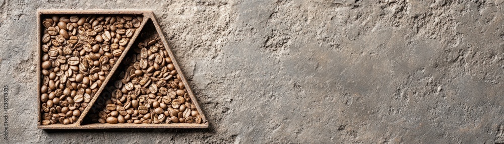 An Aesthetic Arrangement of Raw Coffee Beans in a Geometric Tray on a Textured Concrete Surface Ideal for Coffee Lovers and Food Enthusiasts An Aesthetic Arrangement of Raw Coffee Beans in a Geometric Tray on a Textured Concrete Surface Ideal for Coffee Lovers and Food Enthusiasts