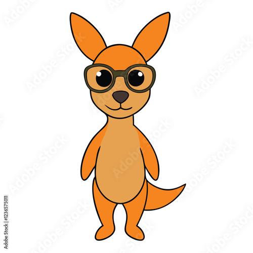 Cute kangaroo funny vector art illustration