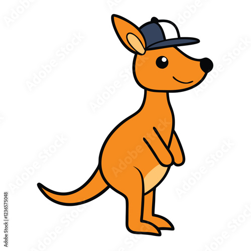 Cute kangaroo funny vector art illustration