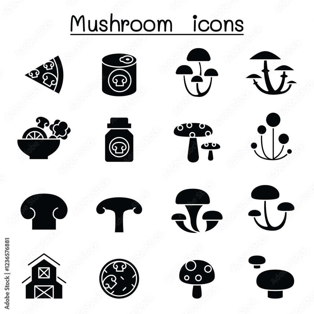 Mushroom icon set in thin line style Mushroom icon set in thin line style