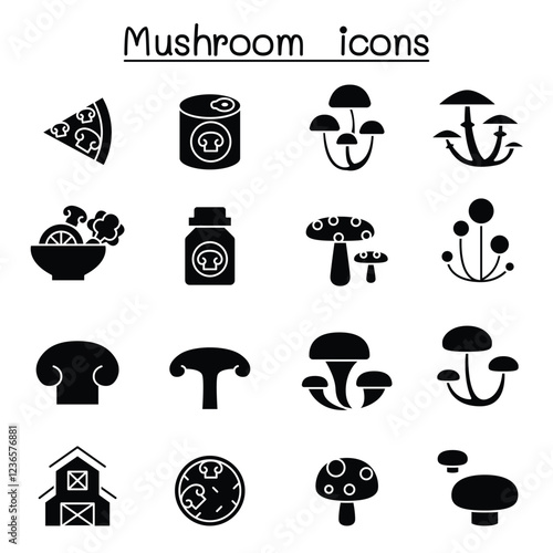 Mushroom icon set in thin line style