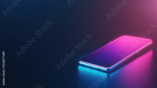 Wallpaper Mural A sleek smartphone glows with vibrant neon colors against a dark background, creating a modern and futuristic atmosphere. Torontodigital.ca