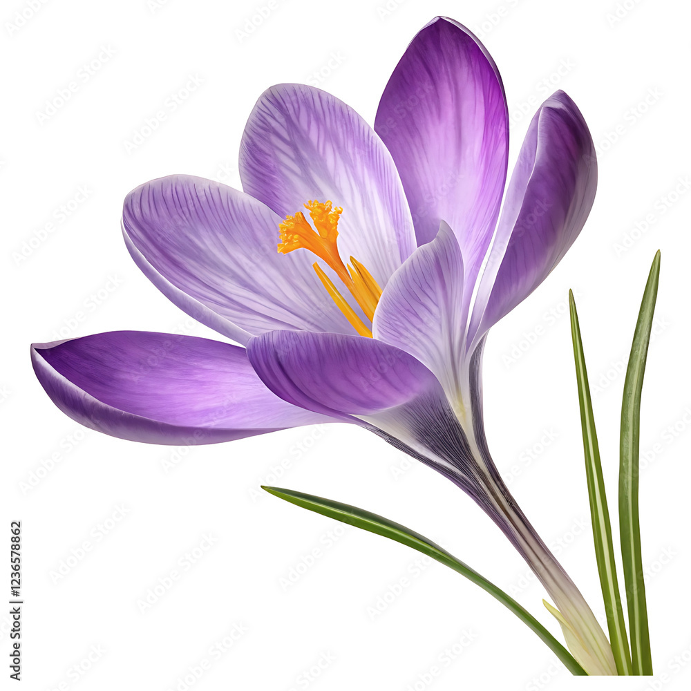 Fototapeta premium Close-up of a vibrant purple crocus flower