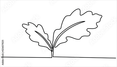 oak leaf continuous one line drawing. ne line icon. Vector illustration.