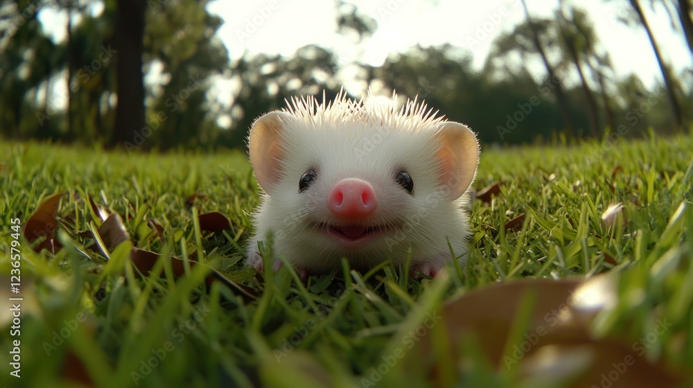 Adorable Albino Hedgehog in a Sunny Meadow Adorable Albino Hedgehog in a Sunny Meadow