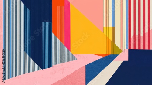 Wallpaper Mural Abstract geometric artwork showcasing vibrant colors and lines creating a dynamic composition in a modern style Torontodigital.ca