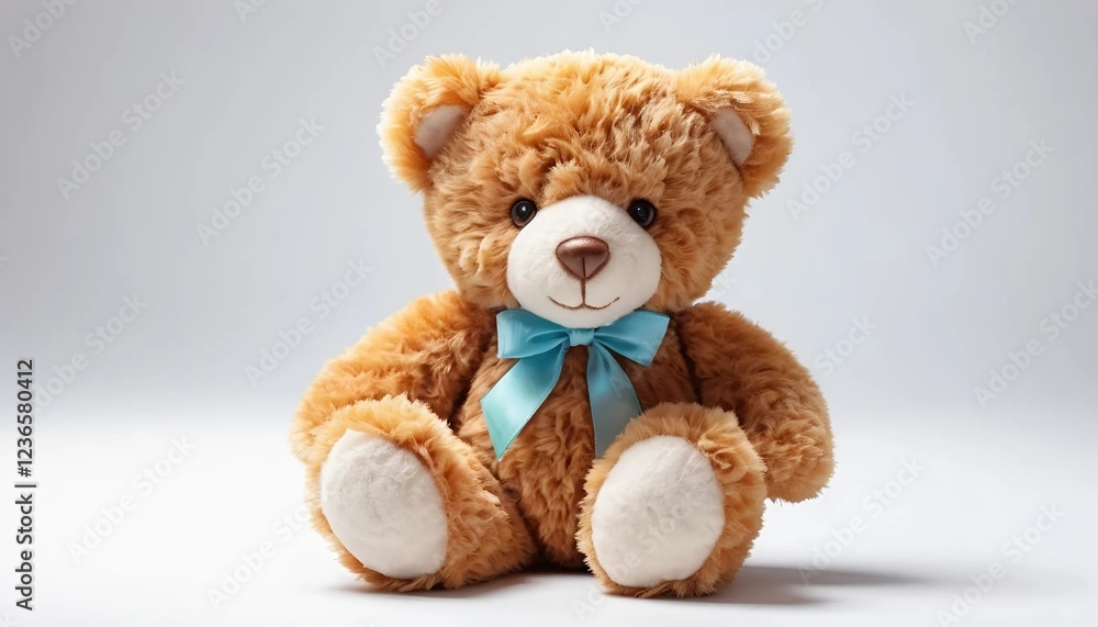 Obraz premium soft toy bear with a blue ribbon