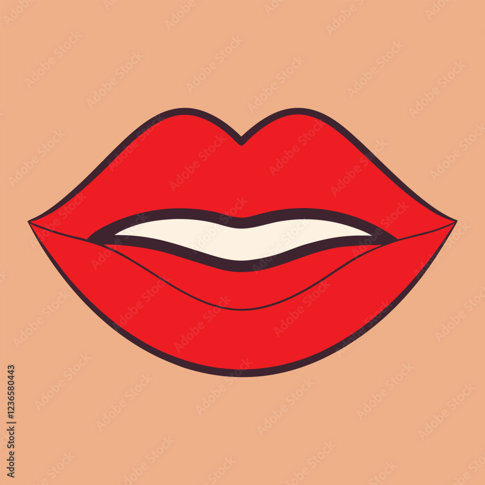 Red lip print. Lips vector illustration
Red lip print. Lips vector illustration