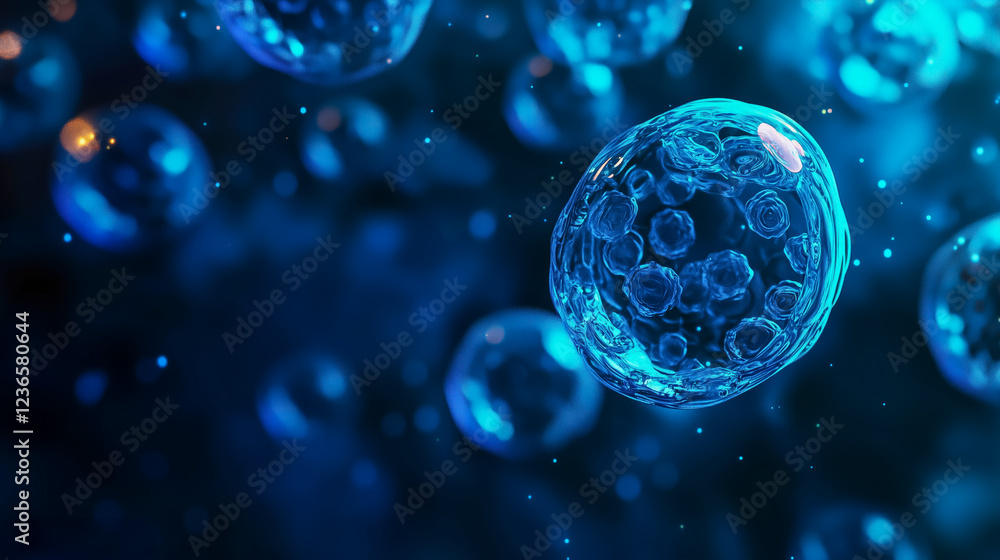 custom made wallpaper toronto digitalExploring microscopic structures of glowing blue cells in a laboratory setting under scientific observation