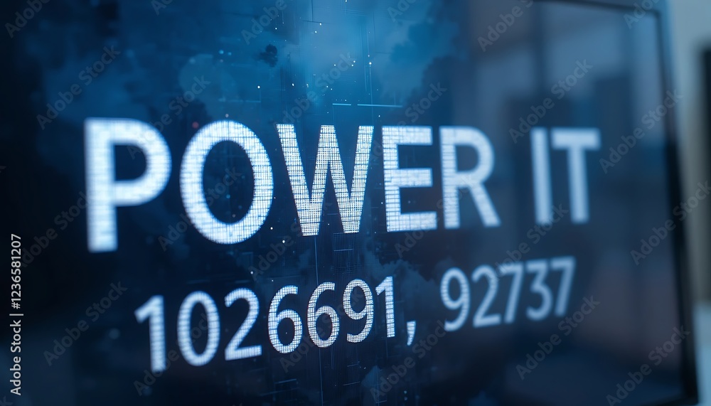 Digital Power: Abstract Blue Screen Display with Data Digital Power: Abstract Blue Screen Display with Data