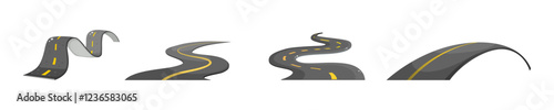 Curved and Winding Road Illustrations Vector Set