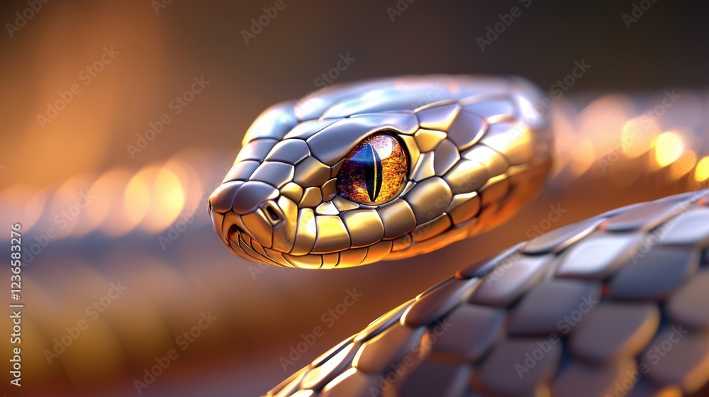 A highly detailed macro shot of a cobra snakes scales and eyes, emphasizing its texture and predatory gaze. A highly detailed macro shot of a cobra snakes scales and eyes, emphasizing its texture and predatory gaze.