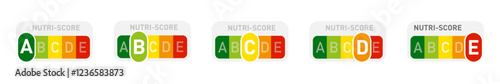 Nutri-Score Label System for Food Nutrition Vector Set