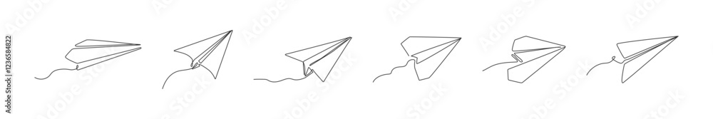 Paper Airplanes Line Art Collection Vector Set Paper Airplanes Line Art Collection Vector Set