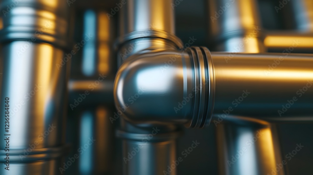 Polished Stainless Steel Industrial Pipes with Smooth Welded Surfaces on Neutral Background Polished Stainless Steel Industrial Pipes with Smooth Welded Surfaces on Neutral Background