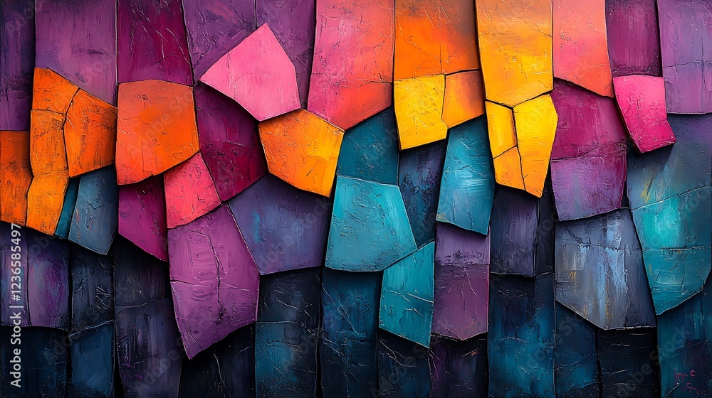 Fototapeta premium Abstract Colorful Geometric Textured Painting