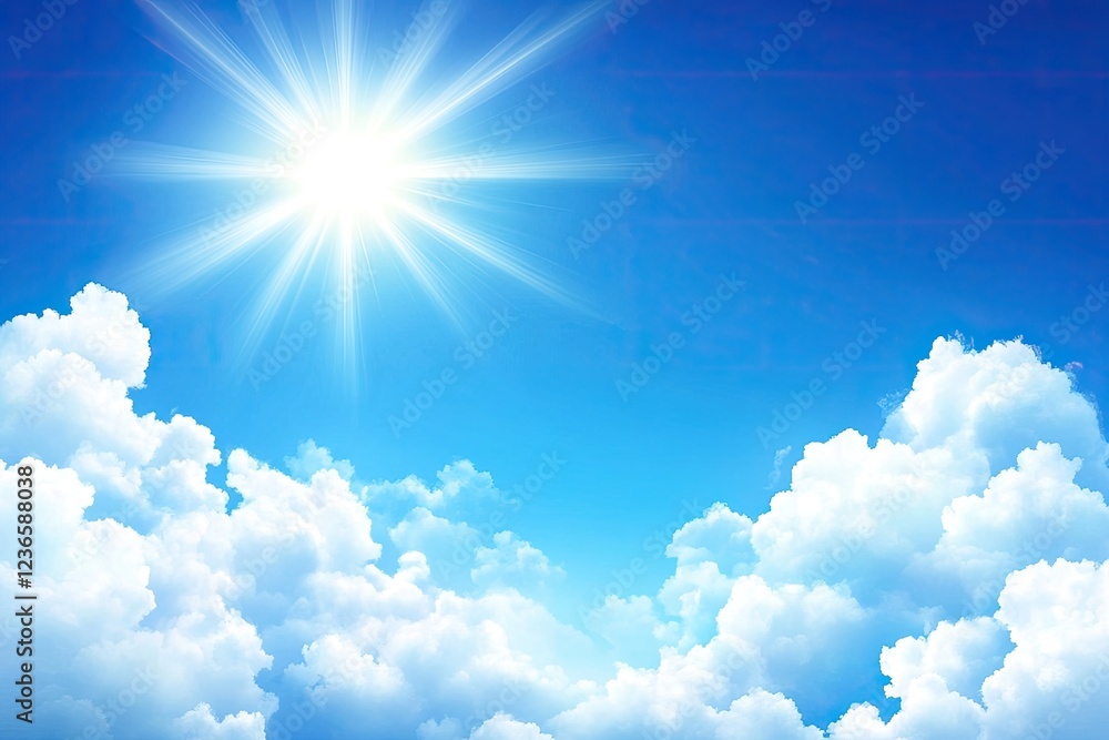 Bright Sunny Sky with Fluffy White Clouds Background Image Bright Sunny Sky with Fluffy White Clouds Background Image