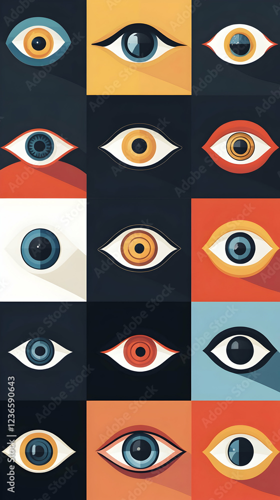 A modern set of icons featuring visible and hidden eye symbols for a range of design uses - A modern set of icons featuring visible and hidden eye symbols for a range of design uses -